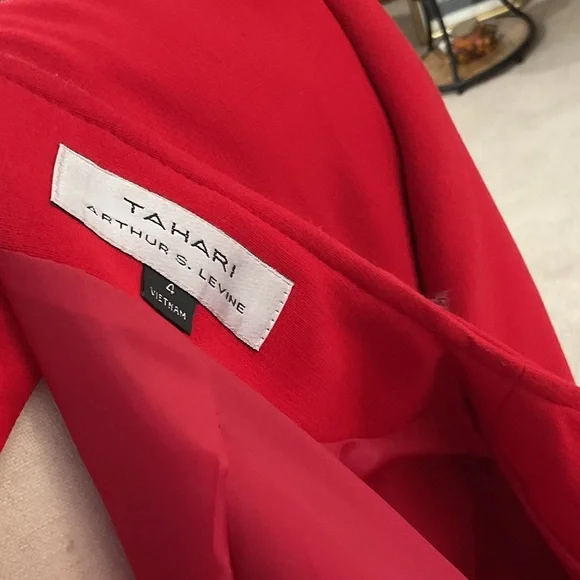 Banana Republic Red dress AND Tahari jacket, AND gold necklace - Picture 6 of 12